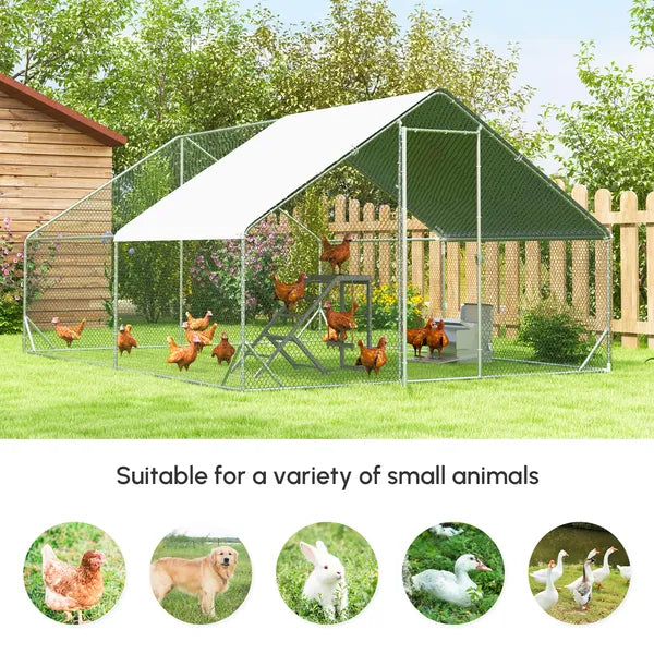 Large Chicken Coop Galvanized Metal 10x20 Hen House Outdoor Playpen Silver - product image 8