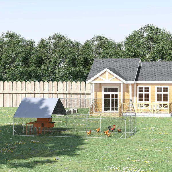 Large Chicken Coop Galvanized Metal 10x20 Hen House Outdoor Playpen Silver - product image 2