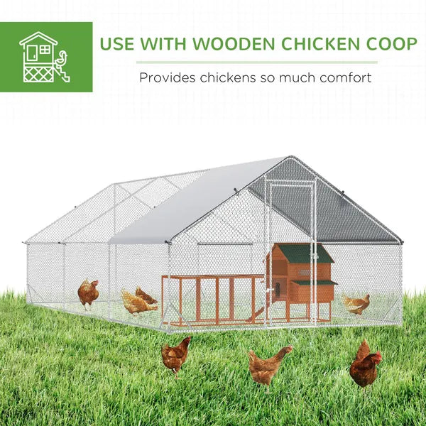Large Chicken Coop Galvanized Metal 10x20 Hen House Outdoor Playpen Silver - product image 4