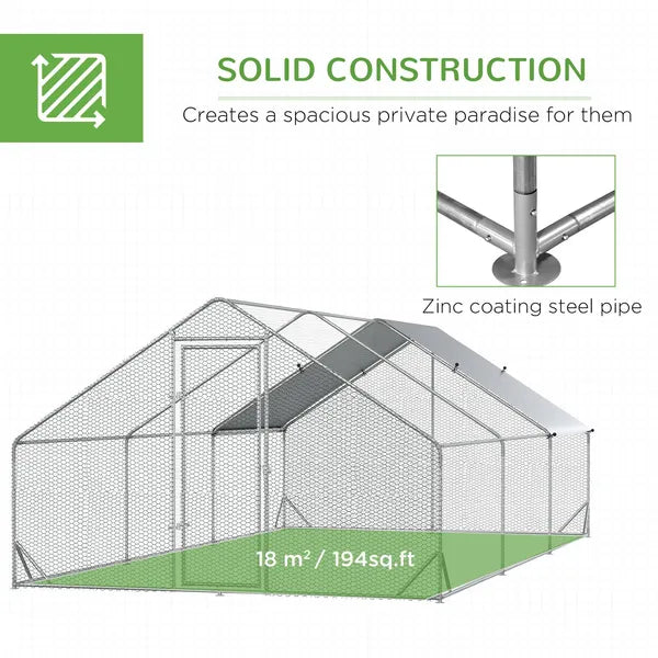 Large Chicken Coop Galvanized Metal 10x20 Hen House Outdoor Playpen Silver - product image 6
