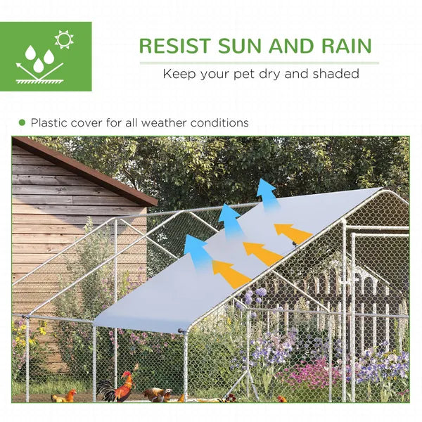 Large Chicken Coop Galvanized Metal 10x20 Hen House Outdoor Playpen Silver - product image 5