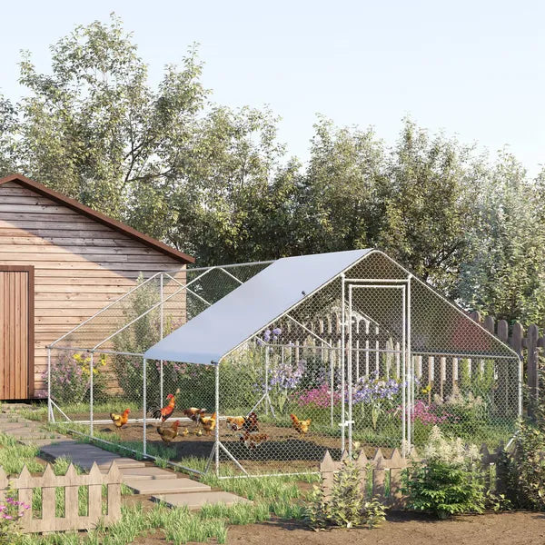Large Chicken Coop Galvanized Metal 10x20 Hen House Outdoor Playpen Silver - product image 12