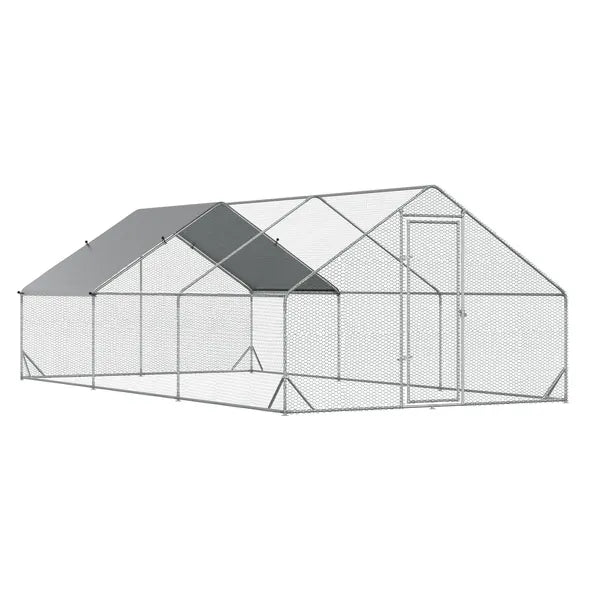 Large Chicken Coop Galvanized Metal 10x20 Hen House Outdoor Playpen Silver - product image 1
