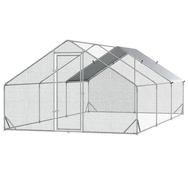 Large Chicken Coop Galvanized Metal 10x20 Hen House Outdoor Playpen Silver - product image 13