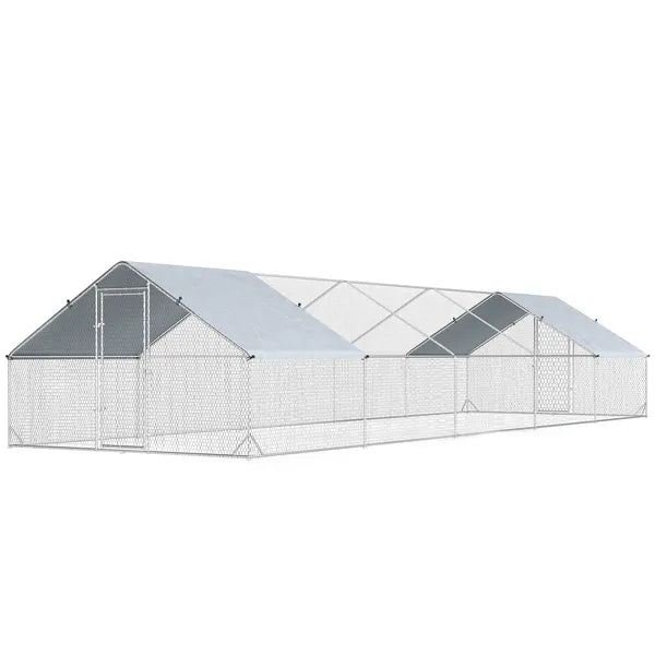 PawHut Large Chicken Coop with Waterproof and Anti-UV Cover, Spire Shaped for Outdoor and Yard Farm Use, 33 ft x 10 ft x 6.4 ft - product image 1