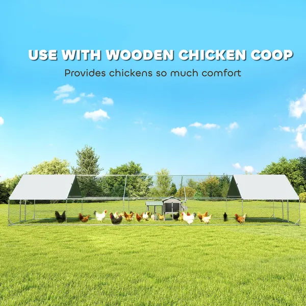 PawHut Large Chicken Coop with Waterproof and Anti-UV Cover, Spire Shaped for Outdoor and Yard Farm Use, 33 ft x 10 ft x 6.4 ft - product image 4