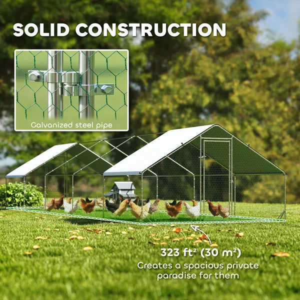 PawHut Large Chicken Coop with Waterproof and Anti-UV Cover, Spire Shaped for Outdoor and Yard Farm Use, 33 ft x 10 ft x 6.4 ft - product image 5