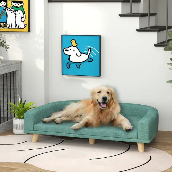 PawHut Large Dog Sofa Bed with Washable Cushion, Green, Comfortable Pet Couch for Dogs and Cats - product image 10