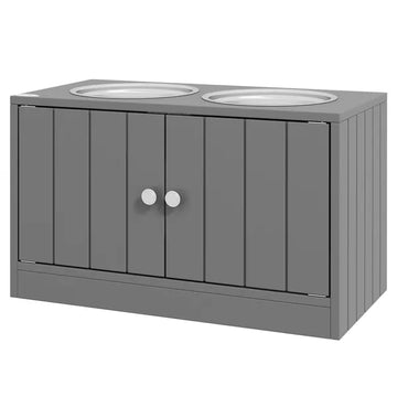 PawHut Large Elevated Dog Bowls with 44L Storage Cabinet, Raised Pet Food Bowl Stand and Feeding Station, Gray - product image 1