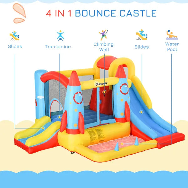 Large Inflatable Bounce House 4-in-1 Bouncy Castle with Dual Slides Climbing Wall Trampoline and Water Pool for Endless Fun - product image 4