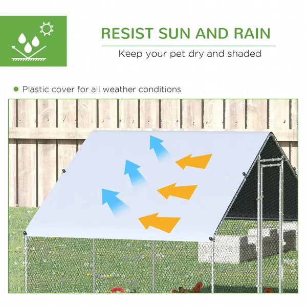 Large Metal Chicken Coop Walk-in Poultry Cage with Cover Lockable Door Outdoor Galvanized Silver - product image 4