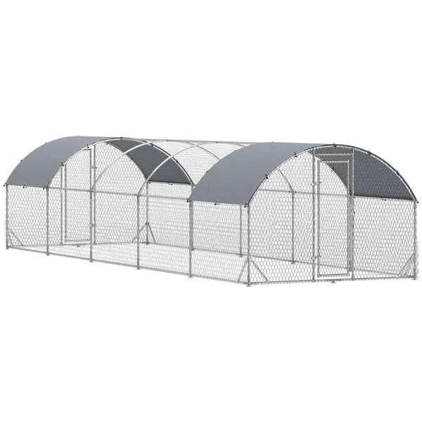 PawHut Large Metal Chicken Coop with Waterproof and Anti-UV Cover for Yard, Outdoor, Duck, Rabbit, 9.2 ft x 31.2 ft x 6.5 ft - product image 11