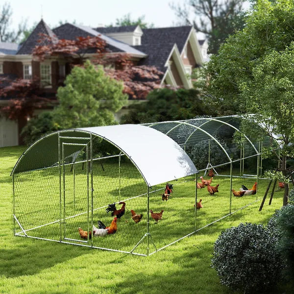 PawHut Large Metal Chicken Coop with Waterproof and Anti-UV Cover for Yard, Outdoor, Duck, Rabbit, 9.2 ft x 31.2 ft x 6.5 ft - product image 10