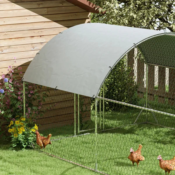 PawHut Large Metal Chicken Coop with Waterproof and Anti-UV Cover for Yard, Outdoor, Duck, Rabbit, 9.2 ft x 31.2 ft x 6.5 ft - product image 9