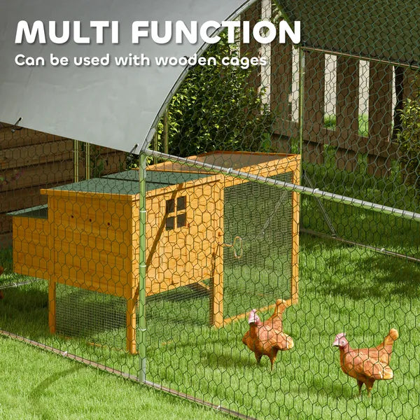 PawHut Large Metal Chicken Coop with Waterproof and Anti-UV Cover for Yard, Outdoor, Duck, Rabbit, 9.2 ft x 31.2 ft x 6.5 ft - product image 5