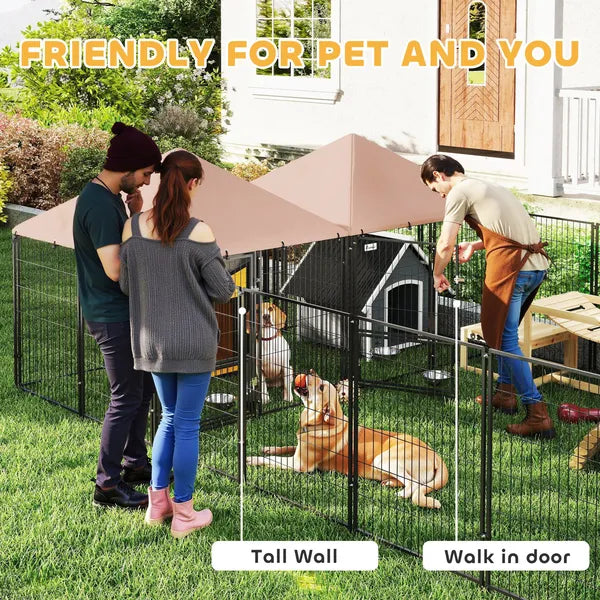 PawHut Large Outdoor Dog Kennel with 2 Rooms, Rotating and Adjustable Height Bowls, 13.5' x 9.4' x 5.1' - product image 7