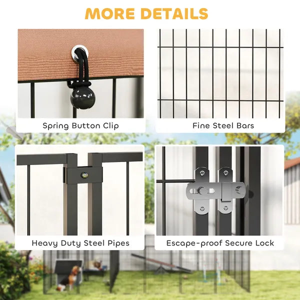 PawHut Large Outdoor Dog Kennel with 2 Rooms, Rotating and Adjustable Height Bowls, 13.5' x 9.4' x 5.1' - product image 8