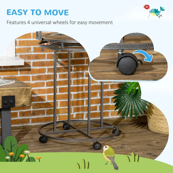 PawHut Large Parrot Stand Bird Perch with Toy Hook 3 Ladders Wooden Gray - product image 6