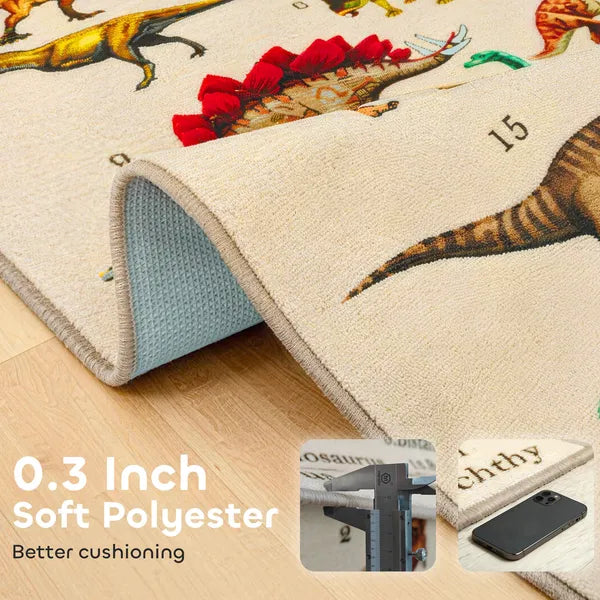 Qaba Large Play Mat 79 Inch x 59 Inch, Crawling Mat for Toddlers, Living Room and Bedroom with Dinosaur Pattern, Khaki - product image 4