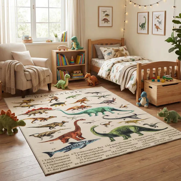 Qaba Large Play Mat 79 Inch x 59 Inch, Crawling Mat for Toddlers, Living Room and Bedroom with Dinosaur Pattern, Khaki - product image 10