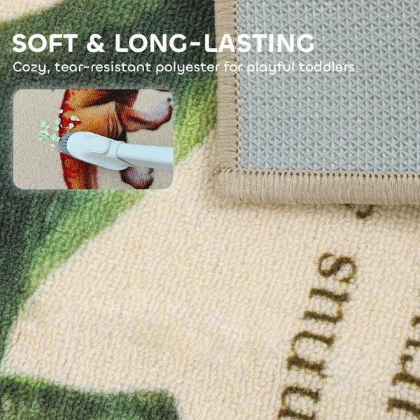 Qaba Large Play Mat 79 Inch x 59 Inch, Crawling Mat for Toddlers, Living Room and Bedroom with Dinosaur Pattern, Khaki - product image 8