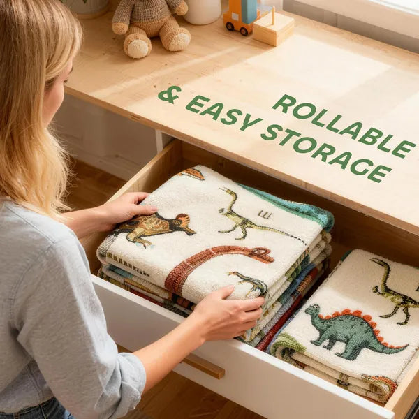 Qaba Large Play Mat 79 Inch x 59 Inch, Crawling Mat for Toddlers, Living Room and Bedroom with Dinosaur Pattern, Khaki - product image 6