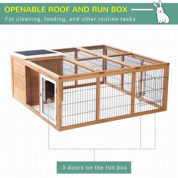 Large Rabbit Cage, Outdoor with Openable Main House, Waterproof Rabbit House, for Small Animals with Ventilation Doors, Natural - product image 5