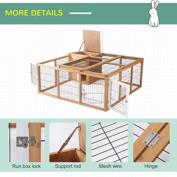 Large Rabbit Cage, Outdoor with Openable Main House, Waterproof Rabbit House, for Small Animals with Ventilation Doors, Natural - product image 6