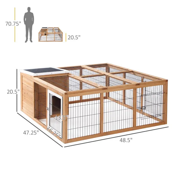 Large Rabbit Cage, Outdoor with Openable Main House, Waterproof Rabbit House, for Small Animals with Ventilation Doors, Natural - product image 3