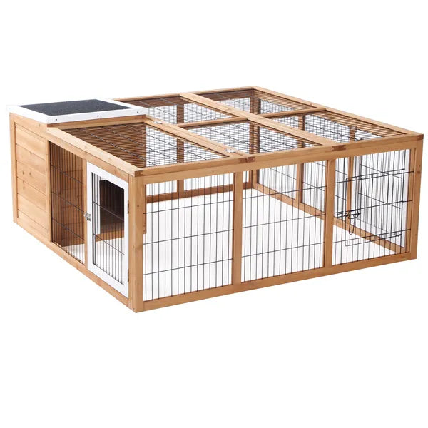 Large Rabbit Cage, Outdoor with Openable Main House, Waterproof Rabbit House, for Small Animals with Ventilation Doors, Natural - product image 11