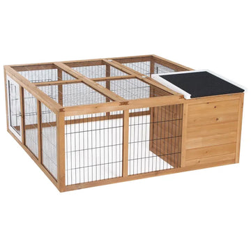 Large Rabbit Cage, Outdoor with Openable Main House, Waterproof Rabbit House, for Small Animals with Ventilation Doors, Natural - product image 1
