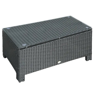 Large Rattan Coffee Table, Weather-Resistant Wicker Outdoor Side Table, Black - product image 1