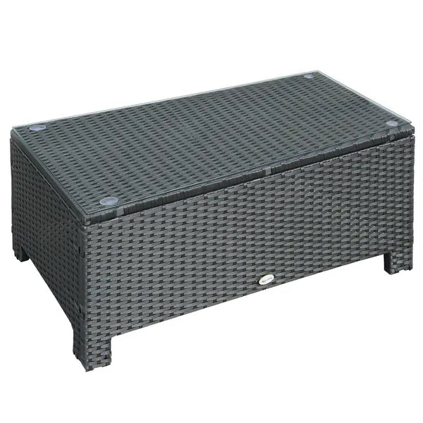 Large Rattan Coffee Table, Weather-Resistant Wicker Outdoor Side Table, Black - product image 1