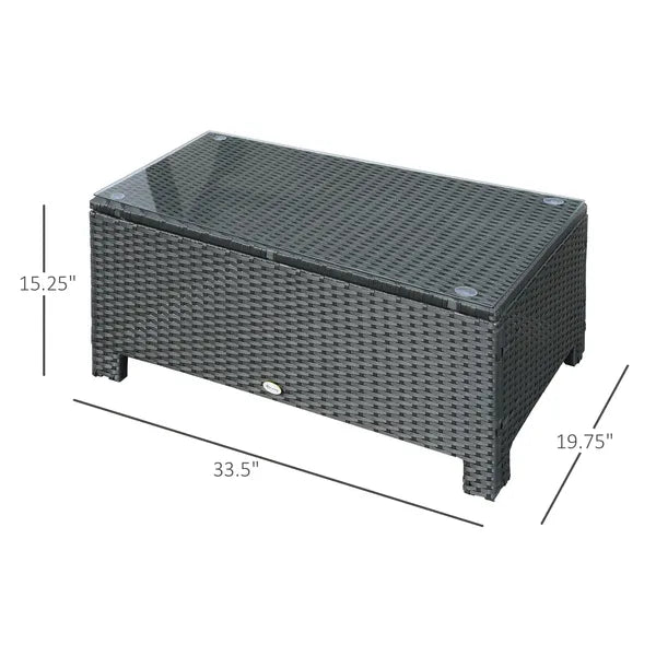 Large Rattan Coffee Table, Weather-Resistant Wicker Outdoor Side Table, Black - product image 3