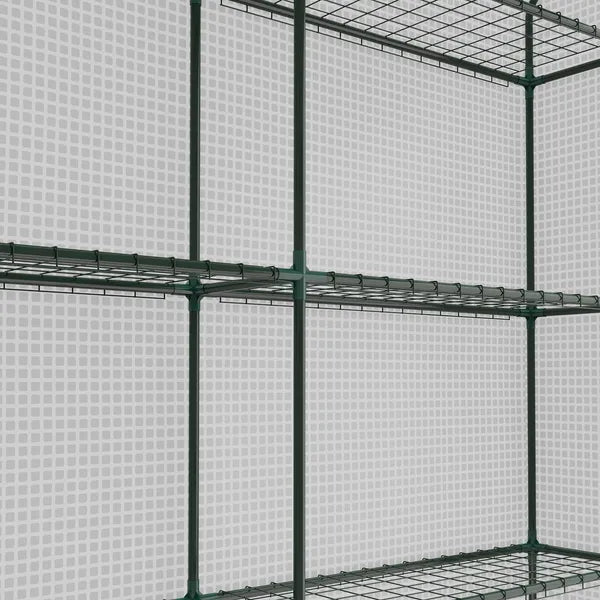 Outsunny Large Walk-in Greenhouse: White with Shelving, PE Cover and Roll-Up Door for Garden and Outdoor Use - product image 9