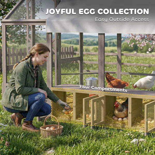 PawHut Large Wooden Chicken Coop for 8-10 Hens, Walk-in Chicken Run with Waterproof Cover, Nesting Boxes and Perches - product image 6