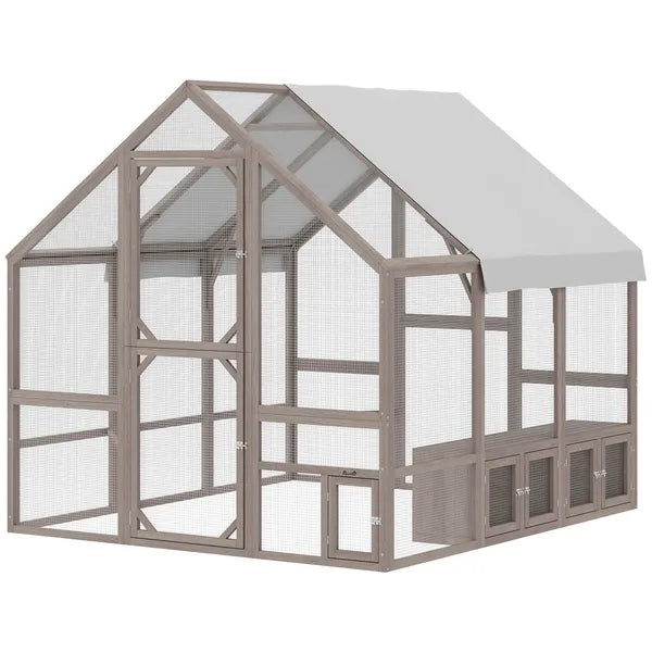 PawHut Large Wooden Chicken Coop for 8-10 Hens, Walk-in Chicken Run with Waterproof Cover, Nesting Boxes and Perches - product image 1