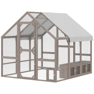 PawHut Large Wooden Chicken Coop for 8-10 Hens, Walk-in Chicken Run with Waterproof Cover, Nesting Boxes and Perches - product image 1