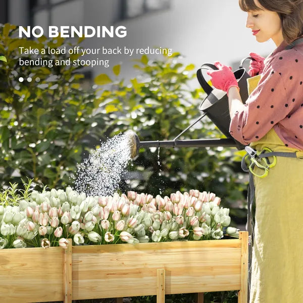 Outsunny Large Wooden Raised Garden Bed Elevated Planter Box with Legs Bed Liner Drain Holes 74x18x26 - product image 7