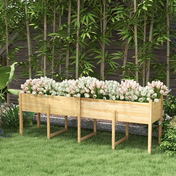 Outsunny Large Wooden Raised Garden Bed Elevated Planter Box with Legs Bed Liner Drain Holes 74x18x26 - product image 10