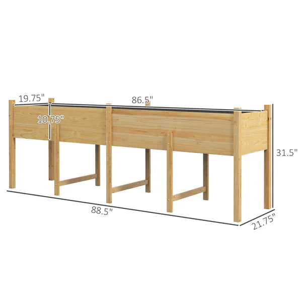 Outsunny Large Wooden Raised Garden Bed Elevated Planter Box with Legs Bed Liner Drain Holes 74x18x26 - product image 3