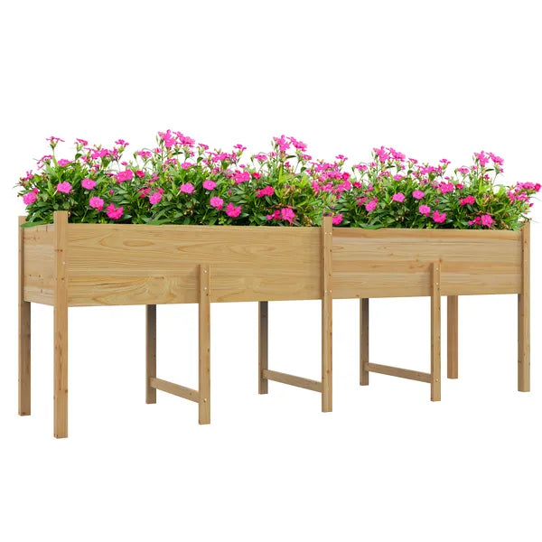Outsunny Large Wooden Raised Garden Bed Elevated Planter Box with Legs Bed Liner Drain Holes 74x18x26 - product image 11