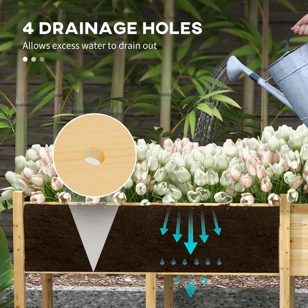 Outsunny Large Wooden Raised Garden Bed Elevated Planter Box with Legs Bed Liner Drain Holes 74x18x26 - product image 6