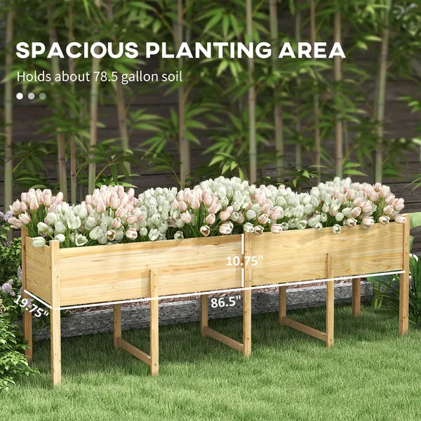 Outsunny Large Wooden Raised Garden Bed Elevated Planter Box with Legs Bed Liner Drain Holes 74x18x26 - product image 4