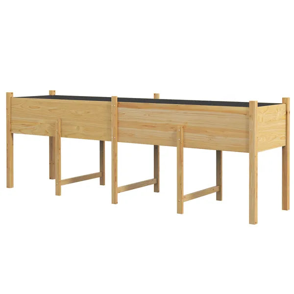 Outsunny Large Wooden Raised Garden Bed Elevated Planter Box with Legs Bed Liner Drain Holes 74x18x26 - product image 1