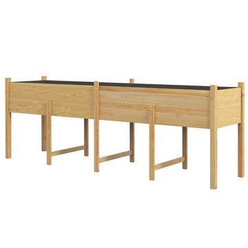 Outsunny Large Wooden Raised Garden Bed Elevated Planter Box with Legs Bed Liner Drain Holes 74x18x26 - product image 1