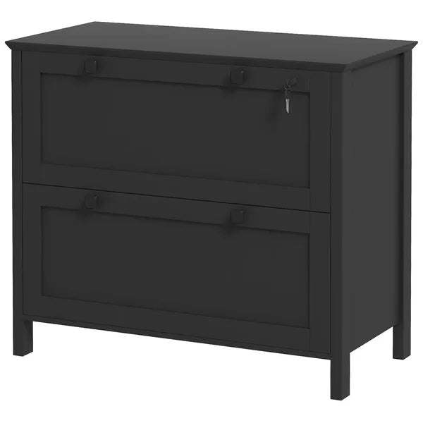 HOMCOM Lateral File Cabinet, 2 Drawer Filing Cabinet with Adjustable Hanging Bar for Letter, A4 and Legal Size, Black - product image 1