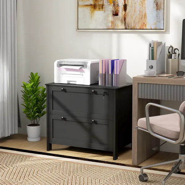 HOMCOM Lateral File Cabinet, 2 Drawer Filing Cabinet with Adjustable Hanging Bar for Letter, A4 and Legal Size, Black - product image 2