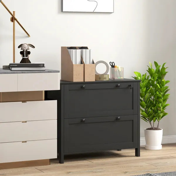 HOMCOM Lateral File Cabinet, 2 Drawer Filing Cabinet with Adjustable Hanging Bar for Letter, A4 and Legal Size, Black - product image 10