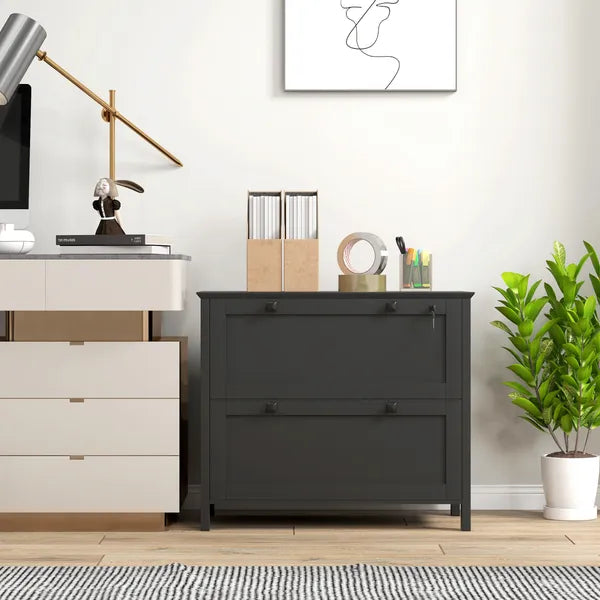 HOMCOM Lateral File Cabinet, 2 Drawer Filing Cabinet with Adjustable Hanging Bar for Letter, A4 and Legal Size, Black - product image 7